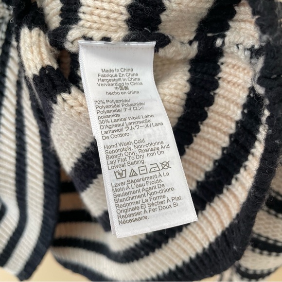 J.CREW Cable-knit mockneck pullover in stripe with jewel buttons BM301 - Picture 11 of 12